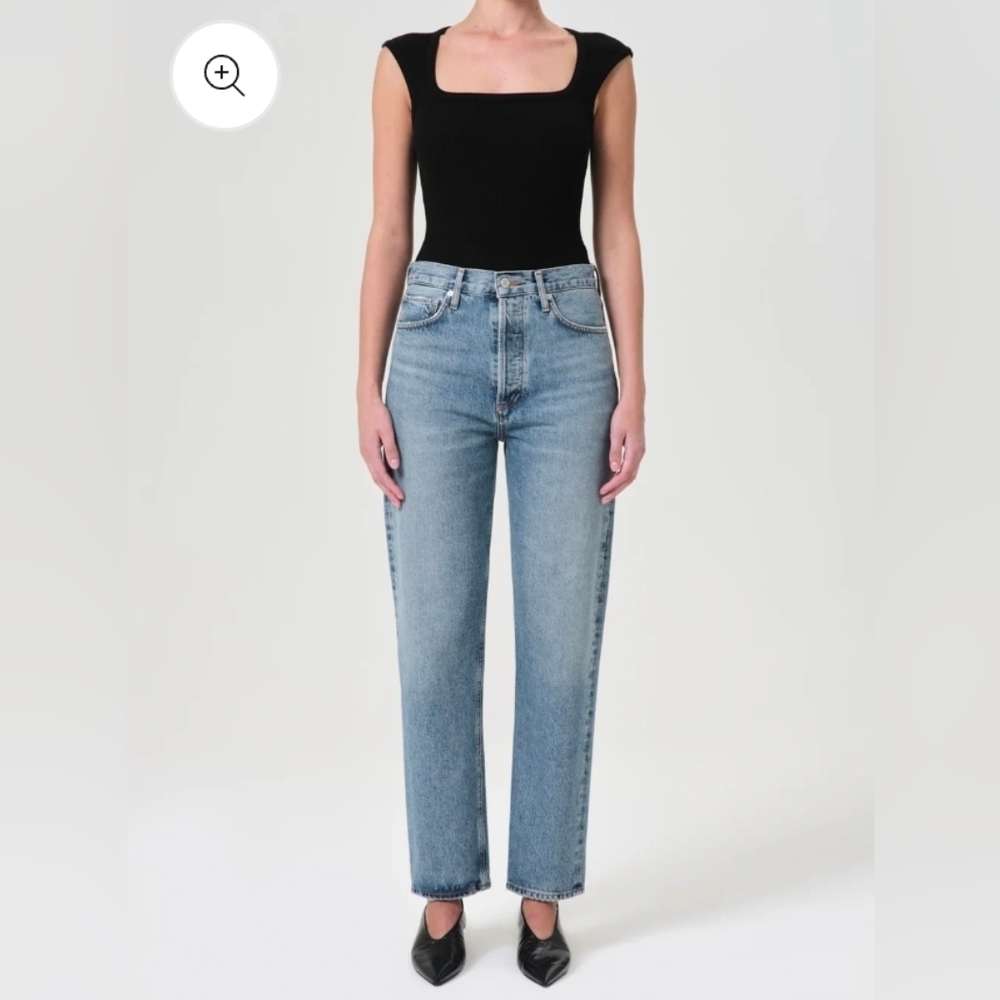 AGOLDE Straight Leg Jeans in Light Blue Denim